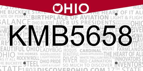 KMB5658 Ohio License Plate