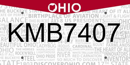 KMB7407 Ohio License Plate