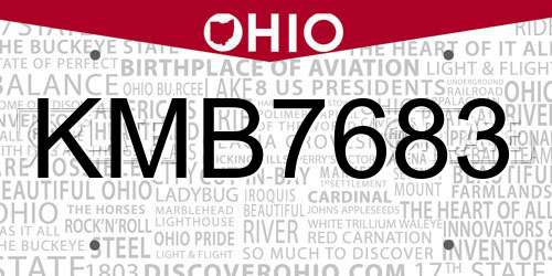 KMB7683 Ohio License Plate
