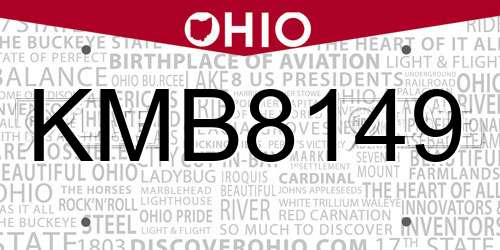 KMB8149 Ohio License Plate