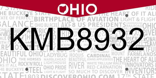 KMB8932 Ohio License Plate