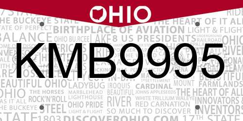 KMB9995 Ohio License Plate