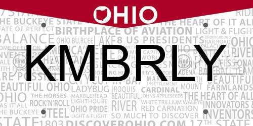 KMBRLY Ohio License Plate