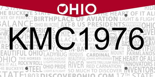 KMC1976 Ohio License Plate