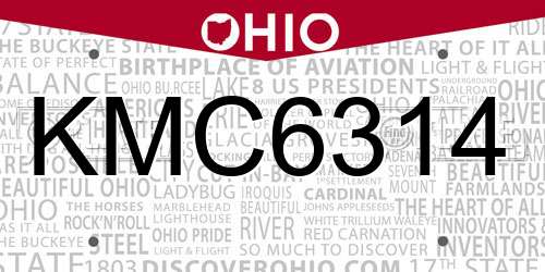 KMC6314 Ohio License Plate