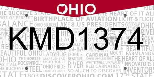 KMD1374 Ohio License Plate