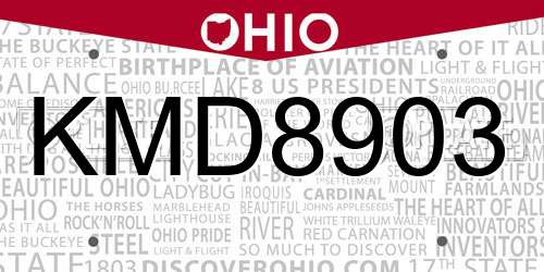 KMD8903 Ohio License Plate