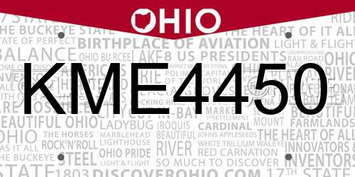 KME4450 Ohio License Plate