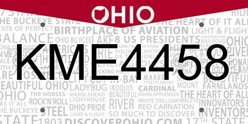KME4458 Ohio License Plate