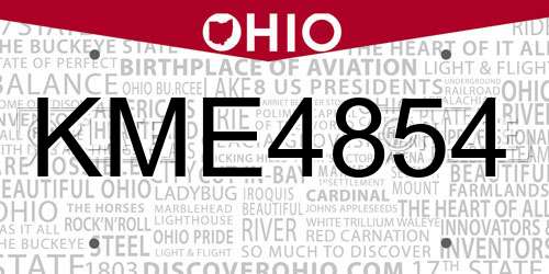 KME4854 Ohio License Plate