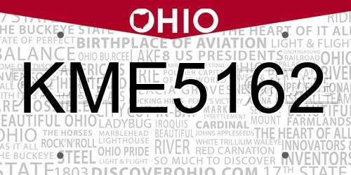 KME5162 Ohio License Plate