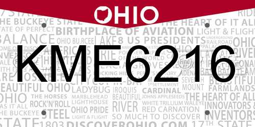 KME6216 Ohio License Plate