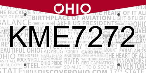 KME7272 Ohio License Plate