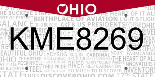 KME8269 Ohio License Plate