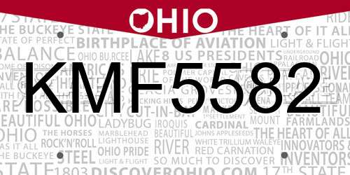 KMF5582 Ohio License Plate