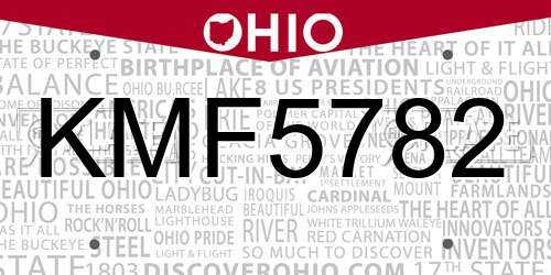 KMF5782 Ohio License Plate