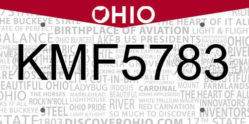 KMF5783 Ohio License Plate