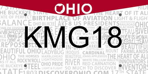 KMG18 Ohio License Plate