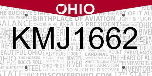KMJ1662 Ohio License Plate