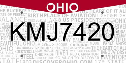 KMJ7420 Ohio License Plate