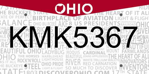 KMK5367 Ohio License Plate