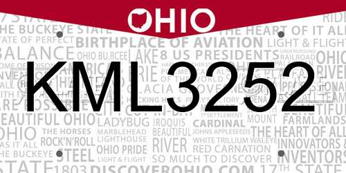 KML3252 Ohio License Plate