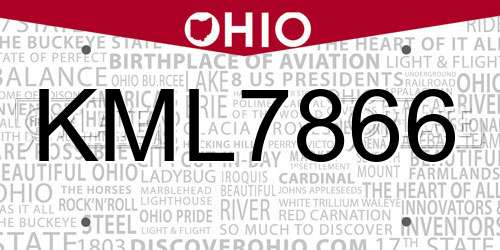 KML7866 Ohio License Plate