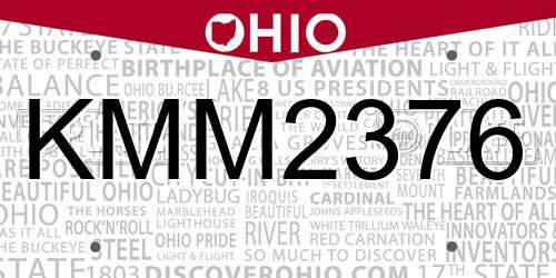 KMM2376 Ohio License Plate