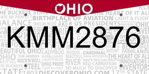 KMM2876 Ohio License Plate