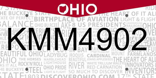 KMM4902 Ohio License Plate