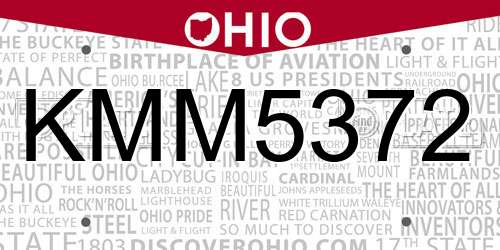 KMM5372 Ohio License Plate