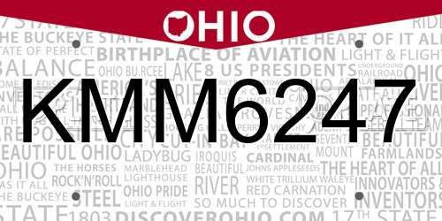 KMM6247 Ohio License Plate
