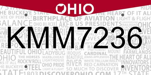 KMM7236 Ohio License Plate