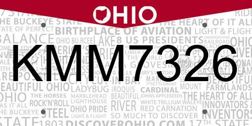 KMM7326 Ohio License Plate