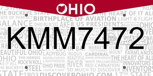 KMM7472 Ohio License Plate