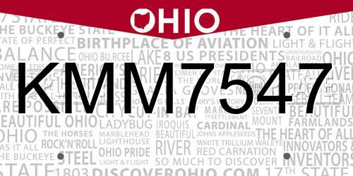 KMM7547 Ohio License Plate
