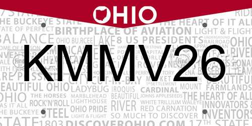 KMMV26 Ohio License Plate