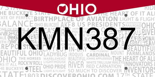 KMN387 Ohio License Plate