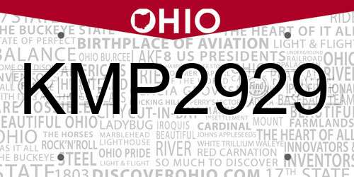 KMP2929 Ohio License Plate
