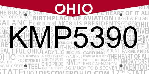 KMP5390 Ohio License Plate