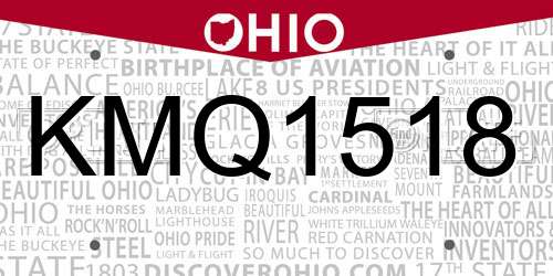 KMQ1518 Ohio License Plate