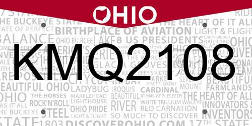 KMQ2108 Ohio License Plate