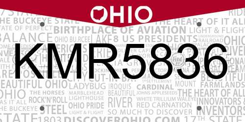 KMR5836 Ohio License Plate