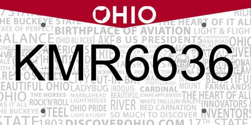 KMR6636 Ohio License Plate