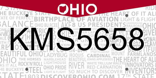 KMS5658 Ohio License Plate