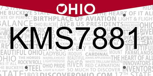 KMS7881 Ohio License Plate