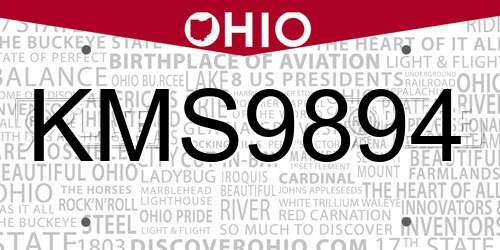 KMS9894 Ohio License Plate