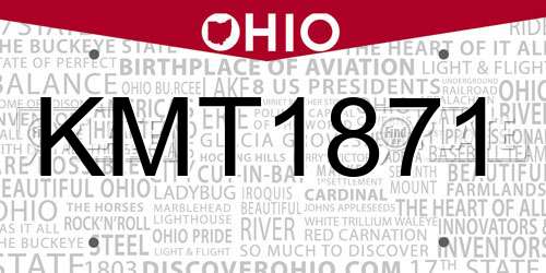 KMT1871 Ohio License Plate