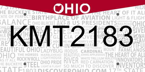 KMT2183 Ohio License Plate