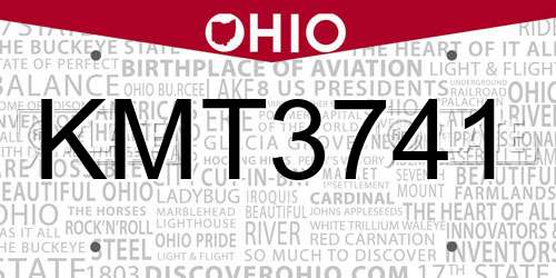 KMT3741 Ohio License Plate